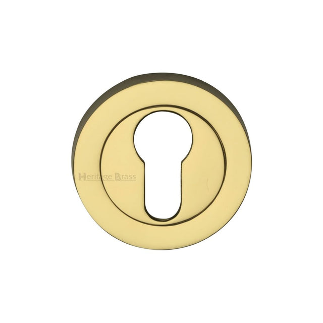 This is an image of a Heritage Brass - Euro Profile Cylinder Escutcheon Polished Brass Finish, rs2004-pb that is available to order from T.H Wiggans Ironmongery in Kendal.