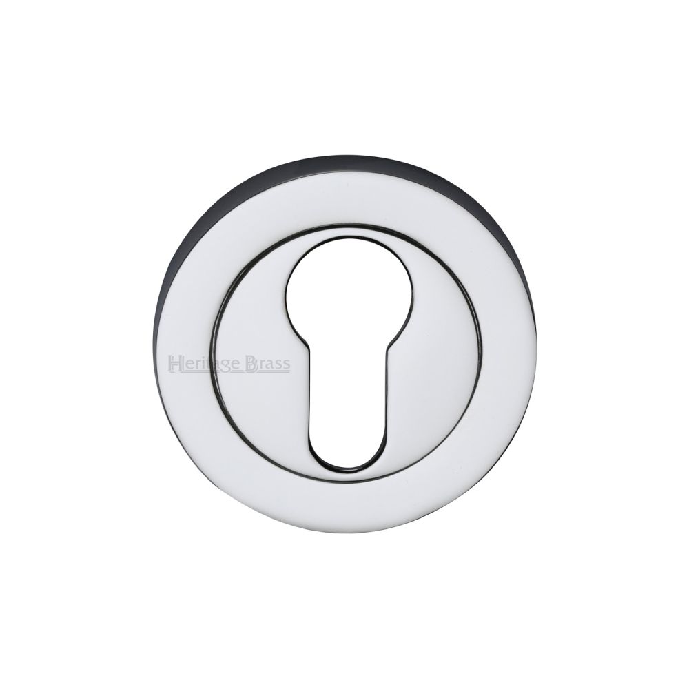 This is an image of a Heritage Brass - Euro Profile Cylinder Escutcheon Polished Chrome Finish, rs2004-pc that is available to order from T.H Wiggans Ironmongery in Kendal.