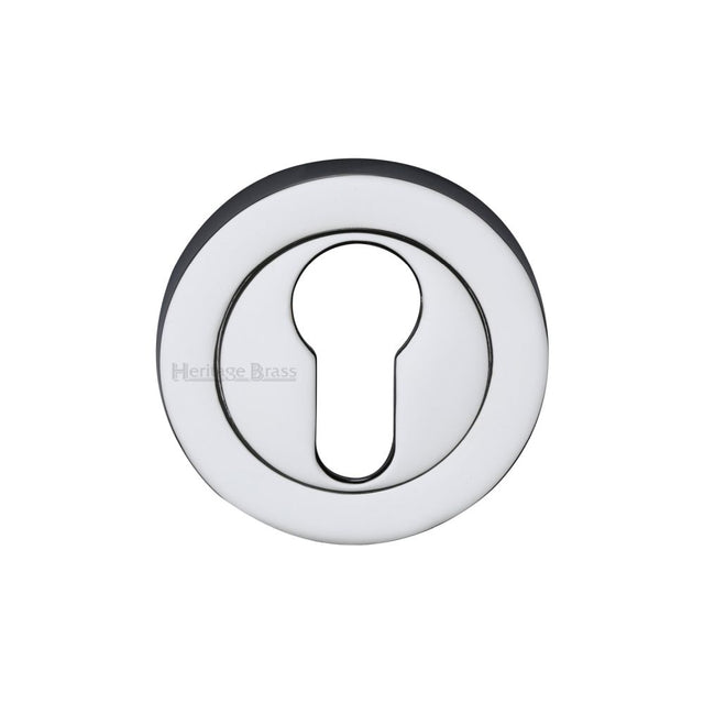 This is an image of a Heritage Brass - Euro Profile Cylinder Escutcheon Polished Chrome Finish, rs2004-pc that is available to order from T.H Wiggans Ironmongery in Kendal.