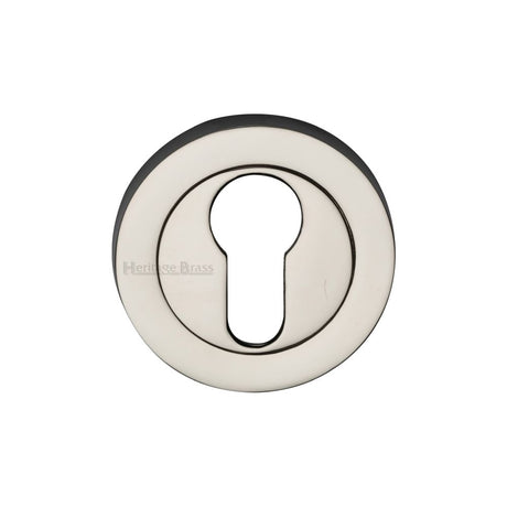 This is an image of a Heritage Brass - Euro Profile Cylinder Escutcheon Polished Nickel Finish, rs2004-pnf that is available to order from T.H Wiggans Ironmongery in Kendal.