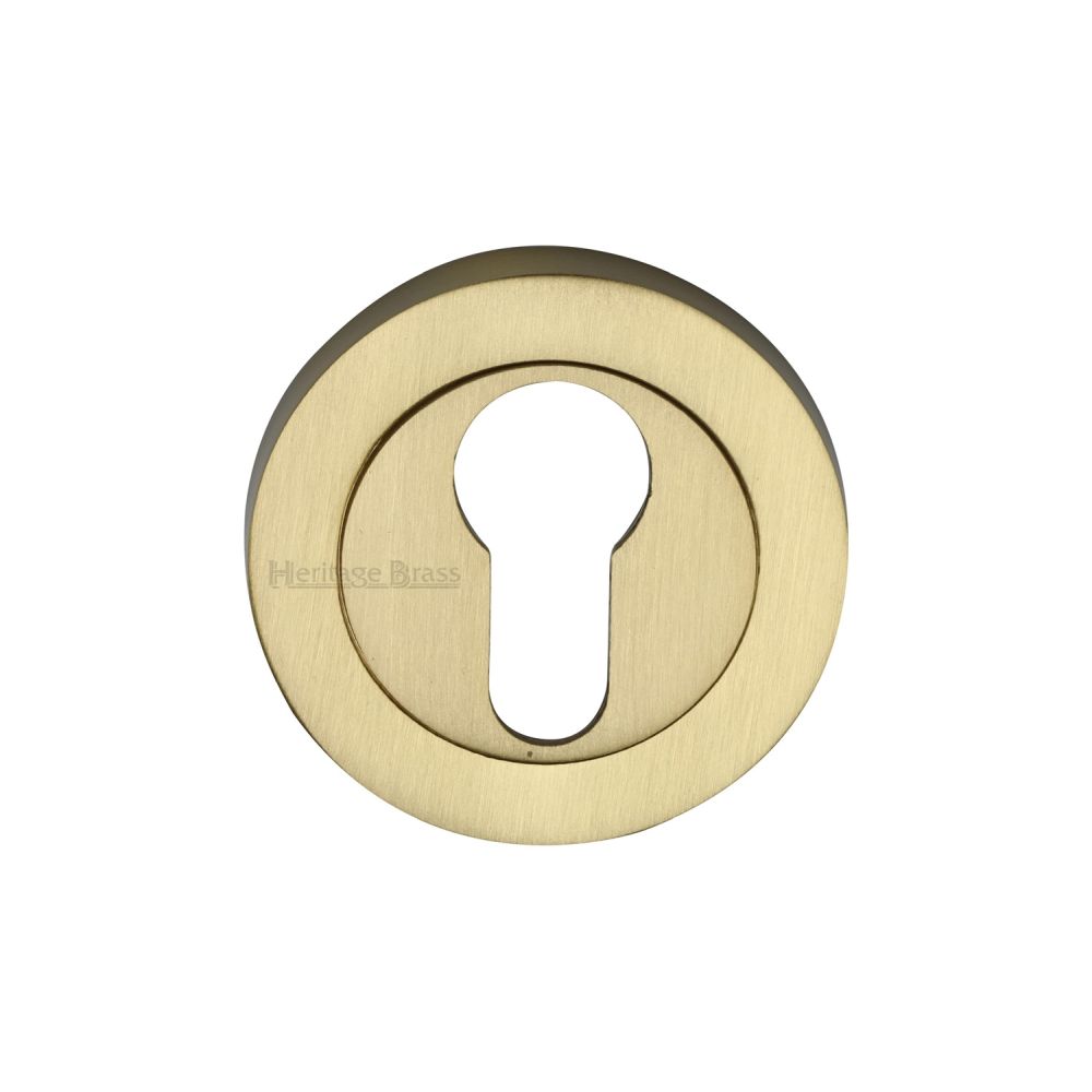 This is an image of a Heritage Brass - Euro Profile Cylinder Escutcheon Satin Brass Finish, rs2004-sb that is available to order from T.H Wiggans Ironmongery in Kendal.