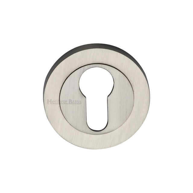 This is an image of a Heritage Brass - Euro Profile Cylinder Escutcheon Satin Nickel Finish, rs2004-sn that is available to order from T.H Wiggans Ironmongery in Kendal.