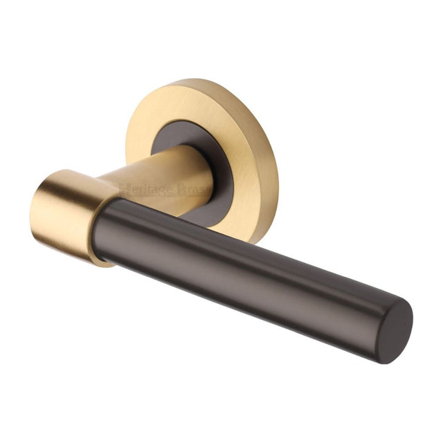 This is an image of a Heritage Brass - Door Handle Lever on Rose Phoenix Design Matt Bronze/Satin Brass, rs2017-bsb that is available to order from T.H Wiggans Ironmongery in Kendal.