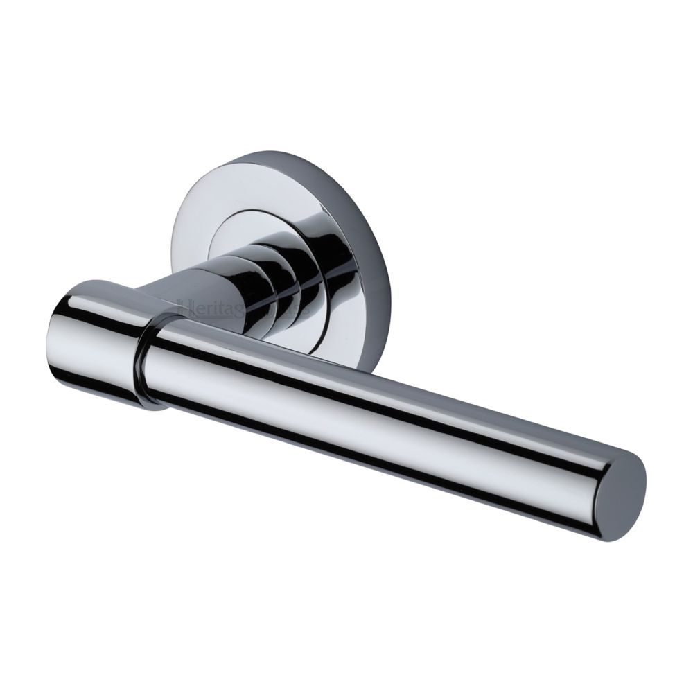This is an image of a Heritage Brass - Door Handle Lever on Rose Phoenix Design Polished Chrome Finish, rs2017-pc that is available to order from T.H Wiggans Ironmongery in Kendal.
