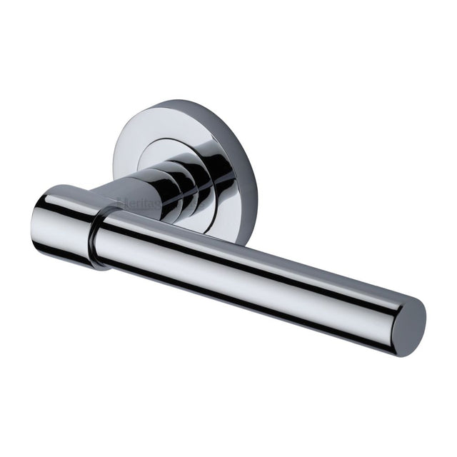 This is an image of a Heritage Brass - Door Handle Lever on Rose Phoenix Design Polished Chrome Finish, rs2017-pc that is available to order from T.H Wiggans Ironmongery in Kendal.
