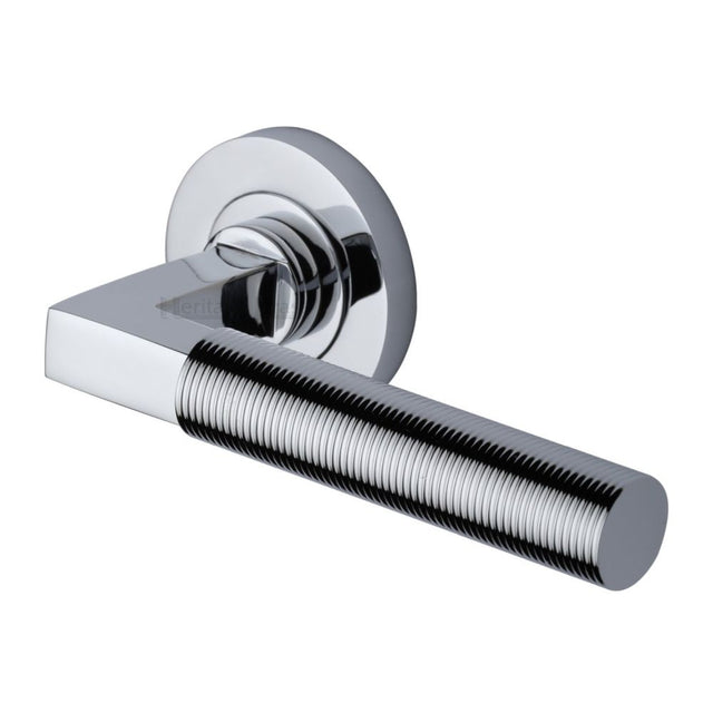 This is an image of a Heritage Brass - Door Handle Lever on Rose Spectral Design Polished Chrome Finish, rs2261-pc that is available to order from T.H Wiggans Ironmongery in Kendal.
