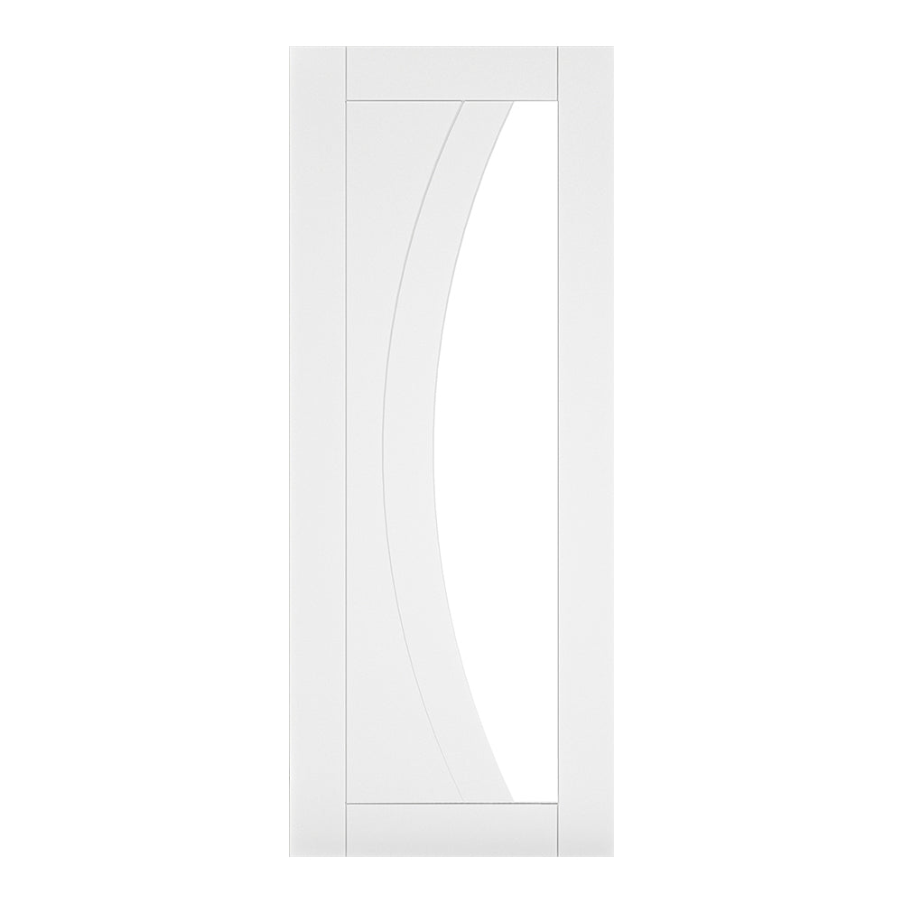 This is an image of Deanta Ravello White Primed Clear Glazed Doors available to order from T.H. Wiggans Ironmongery in Kendal