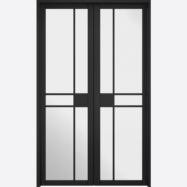 This is an image showing the LPD - Greenwich W4 Pre-finished Black Doors Available to order from T.H. Wiggans Ironmongery in Kendal