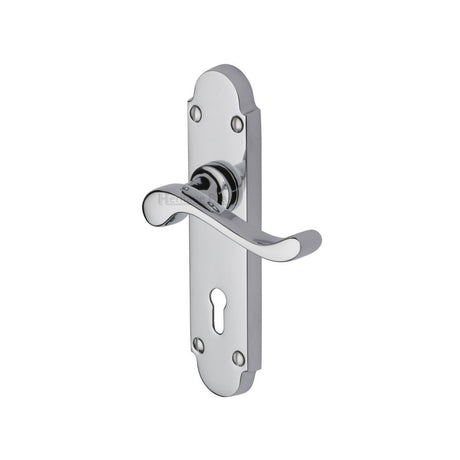 This is an image of a Heritage Brass - Door Handle Lever Lock Savoy Design Polished Chrome Finish, s600-pc that is available to order from T.H Wiggans Ironmongery in Kendal.