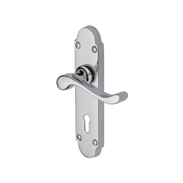 This is an image of a Heritage Brass - Door Handle Lever Lock Savoy Design Polished Chrome Finish, s600-pc that is available to order from T.H Wiggans Ironmongery in Kendal.
