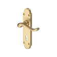 This is an image of a Heritage Brass - Door Handle Lever Lock Savoy Design Satin Brass Finish, s600-sb that is available to order from T.H Wiggans Ironmongery in Kendal.