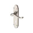 This is an image of a Heritage Brass - Door Handle Lever Lock Savoy Design Satin Nickel Finish, s600-sn that is available to order from T.H Wiggans Ironmongery in Kendal.
