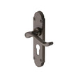 This is an image of a Heritage Brass - Door Handle for Euro Profile Plate Savoy Design Matt Bronze Fin, s607-48-mb that is available to order from T.H Wiggans Ironmongery in Kendal.