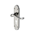 This is an image of a Heritage Brass - Door Handle for Euro Profile Plate Savoy Design Polished Nickel Fin, s607-48-pnf that is available to order from T.H Wiggans Ironmongery in Kendal.