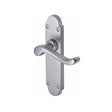 This is an image of a Heritage Brass - Door Handle Lever Latch Savoy Design Satin Chrome Finish, s610-sc that is available to order from T.H Wiggans Ironmongery in Kendal.