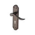 This is an image of a Heritage Brass - Door Handle Lever Lock Sandown Design Matt Bronze Finish, san1400-mb that is available to order from T.H Wiggans Ironmongery in Kendal.