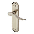 This is an image of a Heritage Brass - Door Handle Lever Latch Sandown Design Mercury Finish, san1410-mc that is available to order from T.H Wiggans Ironmongery in Kendal.