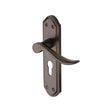 This is an image of a Heritage Brass - Door Handle for Euro Profile Plate Sandown Design Matt Bronze F, san1448-mb that is available to order from T.H Wiggans Ironmongery in Kendal.
