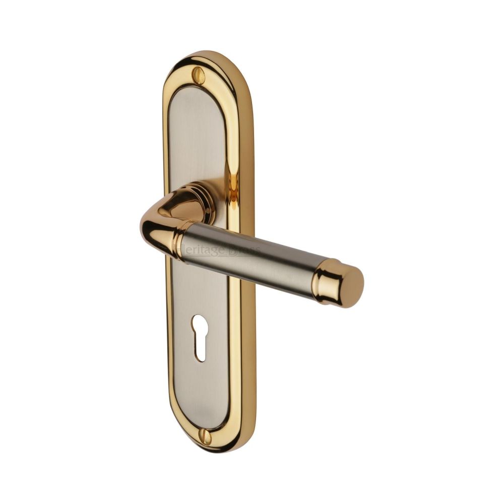 This is an image of a Heritage Brass - Door Handle Lever Lock Saturn Design Jupiter Finish, sat1000-jp that is available to order from T.H Wiggans Ironmongery in Kendal.