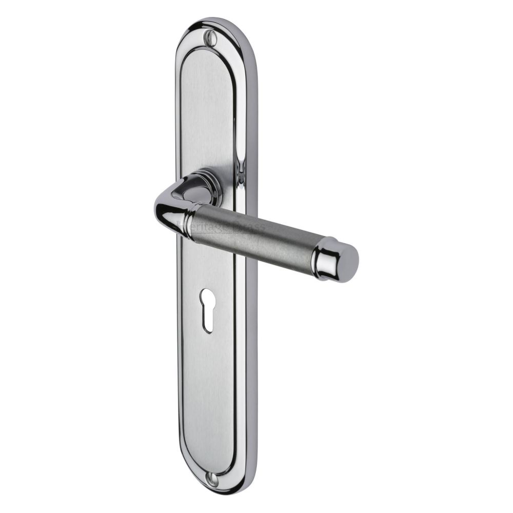 This is an image of a Heritage Brass - Door Handle Lever Lock Saturn Long Design Apollo Finish, sat2000-ap that is available to order from T.H Wiggans Ironmongery in Kendal.