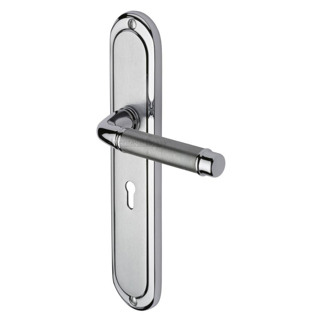 This is an image of a Heritage Brass - Door Handle Lever Lock Saturn Long Design Apollo Finish, sat2000-ap that is available to order from T.H Wiggans Ironmongery in Kendal.