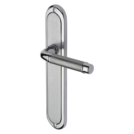 This is an image of a Heritage Brass - Door Handle Lever Latch Saturn Long Design Apollo Finish, sat2010-ap that is available to order from T.H Wiggans Ironmongery in Kendal.