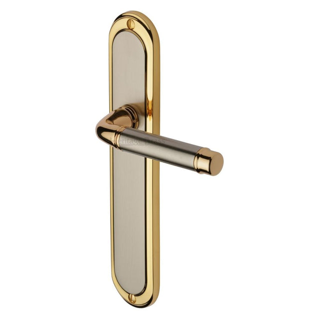 This is an image of a Heritage Brass - Door Handle Lever Latch Saturn Long Design Jupiter Finish, sat2010-jp that is available to order from T.H Wiggans Ironmongery in Kendal.