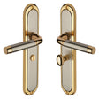 This is an image of a Heritage Brass - Door Handle for Bathroom Saturn Long Design Jupiter Finish, sat2030-jp that is available to order from T.H Wiggans Ironmongery in Kendal.