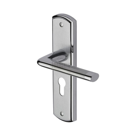 This is an image of a Sorrento - Door Handle for Euro Profile Plate Lena Design Apollo Finish, sc-2348-ap that is available to order from T.H Wiggans Ironmongery in Kendal.