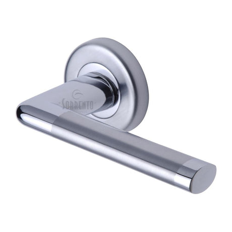 This is an image of a Sorrento - Door Handle Lever Latch on Round Rose Lena Design Apollo Finish, sc-2352-ap that is available to order from T.H Wiggans Ironmongery in Kendal.