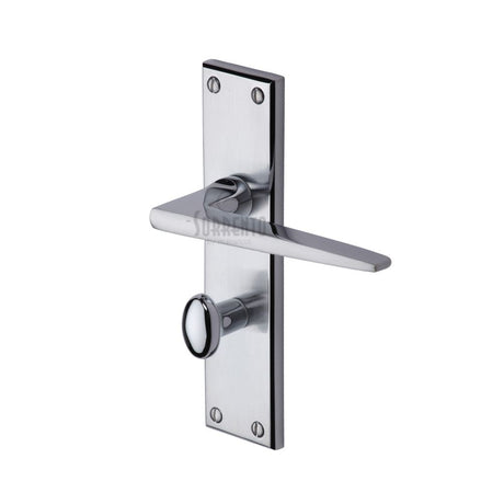 This is an image of a Sorrento - Door Handle for Bathroom Swift Design Apollo Finish, sc-3430-ap that is available to order from T.H Wiggans Ironmongery in Kendal.