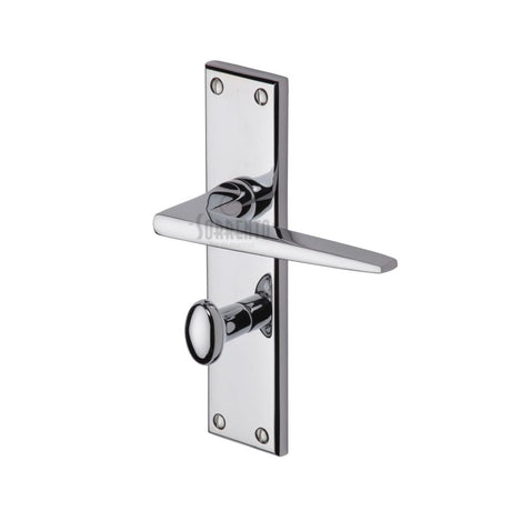 This is an image of a Sorrento - Door Handle for Bathroom Swift Design Polished Chrome Finish, sc-3430-pc that is available to order from T.H Wiggans Ironmongery in Kendal.