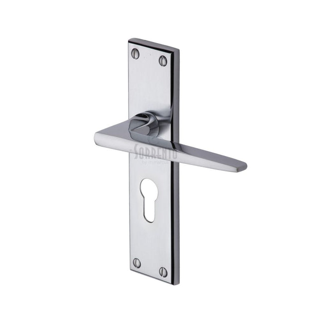 This is an image of a Sorrento - Door Handle for Euro Profile Plate Swift Design Apollo Finish, sc-3448-ap that is available to order from T.H Wiggans Ironmongery in Kendal.