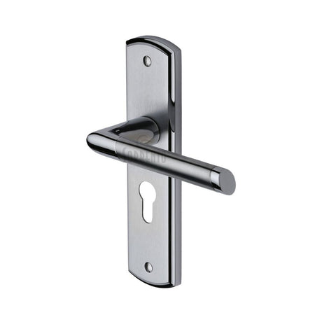 This is an image of a Sorrento - Door Handle for Euro Profile Plate Mercury Design Apollo Finish, sc-3548-ap that is available to order from T.H Wiggans Ironmongery in Kendal.