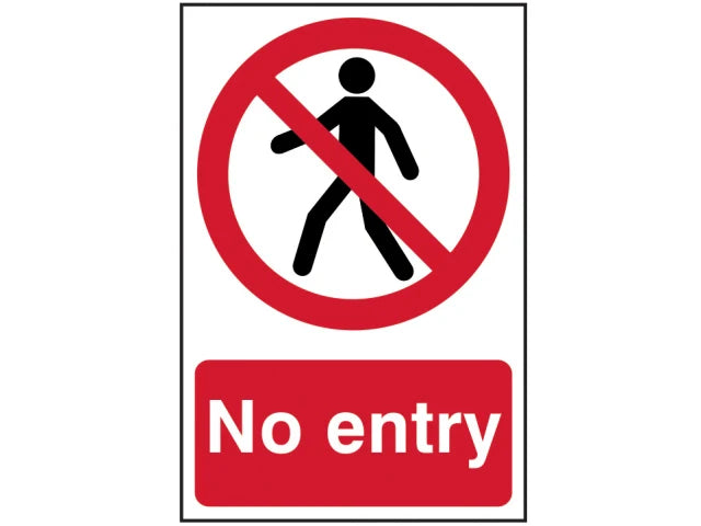 No Entry - PVC Sign 200 x 300mm