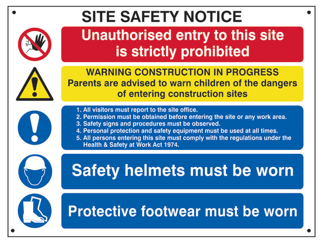 Composite Site Safety Notice - FMX Sign 800 x 600mm