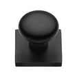 This is an image of a Heritage Brass - Cabinet Knob Victorian Round Design with Square Backplate 32mm, sq113-bkmt that is available to order from T.H Wiggans Ironmongery in Kendal.