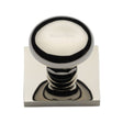 This is an image of a Heritage Brass - Cabinet Knob Victorian Round Design with Square Backplate 32mm, sq113-pnf that is available to order from T.H Wiggans Ironmongery in Kendal.
