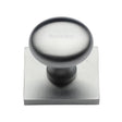 This is an image of a Heritage Brass - Cabinet Knob Victorian Round Design with Square Backplate 32mm, sq113-sc that is available to order from T.H Wiggans Ironmongery in Kendal.