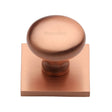 This is an image of a Heritage Brass - Cabinet Knob Victorian Round Design with Square Backplate 32mm, sq113-srg that is available to order from T.H Wiggans Ironmongery in Kendal.