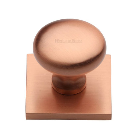 This is an image of a Heritage Brass - Cabinet Knob Victorian Round Design with Square Backplate 32mm, sq113-srg that is available to order from T.H Wiggans Ironmongery in Kendal.
