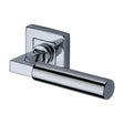 This is an image of a Heritage Brass - Door Handle Lever on Rose Bauhaus Sq Design Polished Chrome Finish, sq1926-pc that is available to order from T.H Wiggans Ironmongery in Kendal.