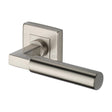This is an image of a Heritage Brass - Door Handle Lever on Rose Bauhaus Sq Design Satin Nickel Finish, sq1926-sn that is available to order from T.H Wiggans Ironmongery in Kendal.