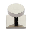 This is an image of a Heritage Brass - Cabinet Knob Disc Design with Square Backplate 32mm Polished Nickel, sq3880-pnf that is available to order from T.H Wiggans Ironmongery in Kendal.