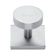This is an image of a Heritage Brass - Cabinet Knob Disc Design with Square Backplate 32mm Satin Chrome, sq3880-sc that is available to order from T.H Wiggans Ironmongery in Kendal.