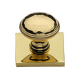 This is an image of a Heritage Brass - Cabinet Knob Diamond Cut Design with Square Backplate 32mm Polished, sq4545-pb that is available to order from T.H Wiggans Ironmongery in Kendal.