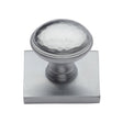 This is an image of a Heritage Brass - Cabinet Knob Diamond Cut Design with Square Backplate 32mm Satin, sq4545-sc that is available to order from T.H Wiggans Ironmongery in Kendal.