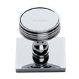 This is an image of a Heritage Brass - Cabinet Knob Venetian Design with Square Backplate 32mm Polished Ch, sq4547-pc that is available to order from T.H Wiggans Ironmongery in Kendal.