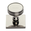 This is an image of a Heritage Brass - Cabinet Knob Venetian Design with Square Backplate 32mm Polished Ni, sq4547-pnf that is available to order from T.H Wiggans Ironmongery in Kendal.