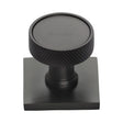 This is an image of a Heritage Brass - Cabinet Knob Florence Knurled Design with Square Backplate 32mm, sq4648-mb that is available to order from T.H Wiggans Ironmongery in Kendal.